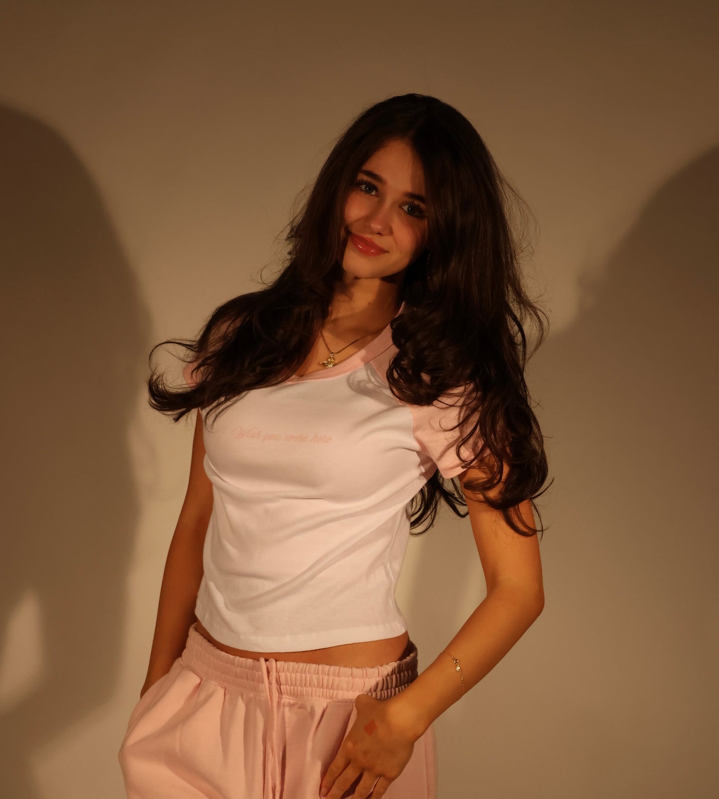 Wish You Were Here-Baby Tee-Blush