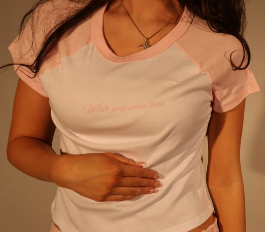 Wish You Were Here-Baby Tee-Blush